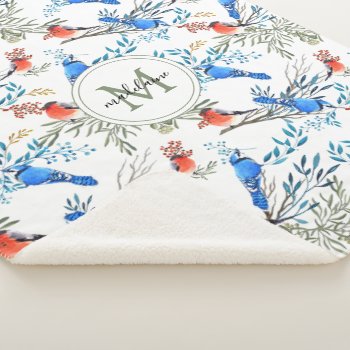 Beautiful Watercolor Birds And Foliage Pattern Sherpa Blanket by LifeInColorStudio at Zazzle