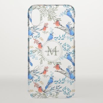 Beautiful Watercolor Birds And Foliage Pattern Iphone X Case by LifeInColorStudio at Zazzle