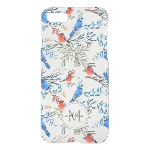 Beautiful Watercolor Birds and Foliage Pattern iPhone SE87 Case