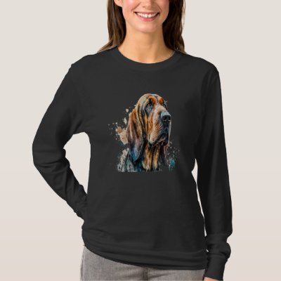 Beautiful Watercolor Bloodhound Portrait T-Shirt