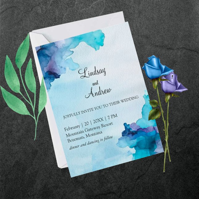 Beautiful Watercolor Blue and Cyan Invites (Creator Uploaded)