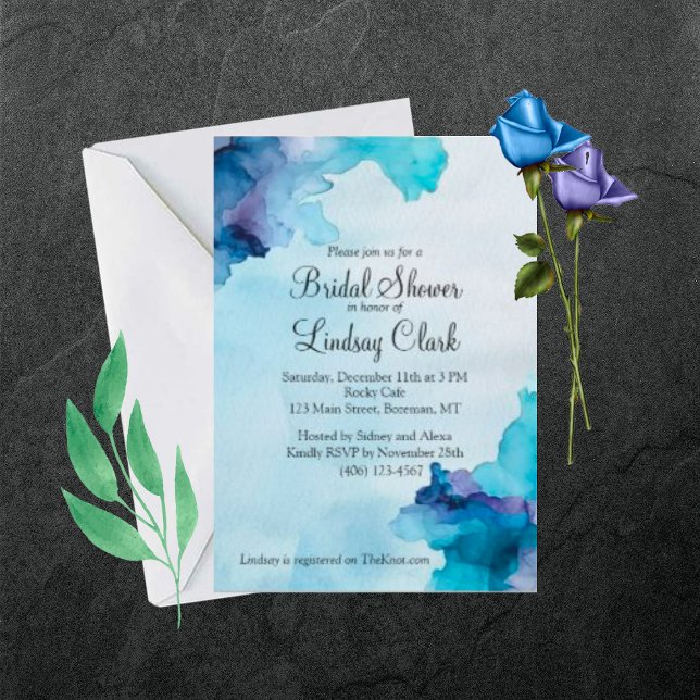 Beautiful Watercolor Blue Bridal Shower Invite (Creator Uploaded)