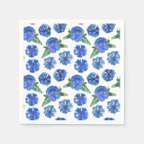 Beautiful watercolor blue cornflowers napkins