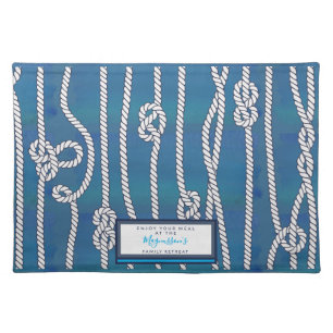 Beautiful watercolor blue green white knots custom cloth placemat