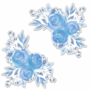 Beautiful Watercolor Blue Roses Sticker