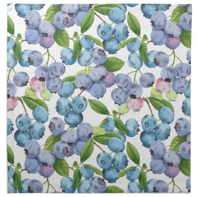 Beautiful Watercolor Blueberry Fruit Cloth Napkin (Front)