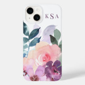 Beautiful Watercolor Botanical Florals + Monogram Case-Mate iPhone Case (Back)