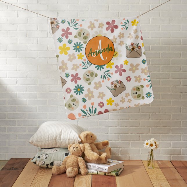 Beautiful watercolor botanical girly floral cute baby blanket (In Situ)