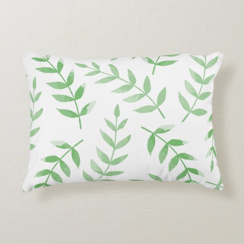 Beautiful Watercolor Botanical Leaves Pattern Accent Pillow