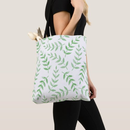 Beautiful Watercolor Botanical Leaves Pattern Tote Bag