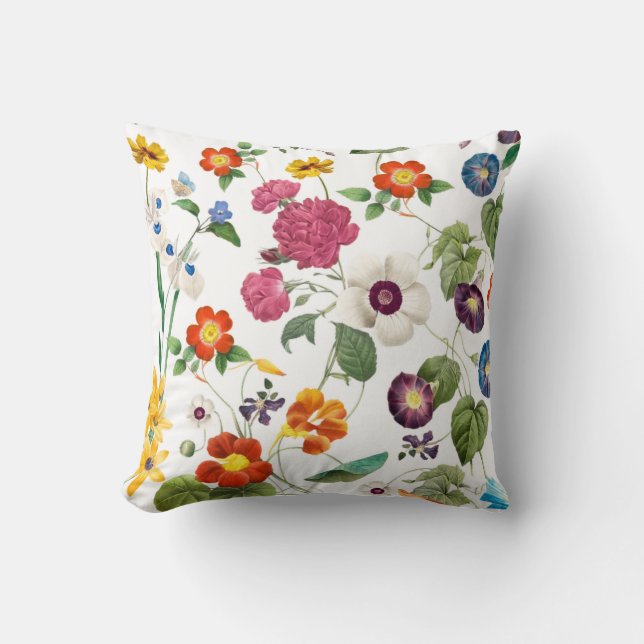 Beautiful Watercolor Botanical Throw Pillow (Front)