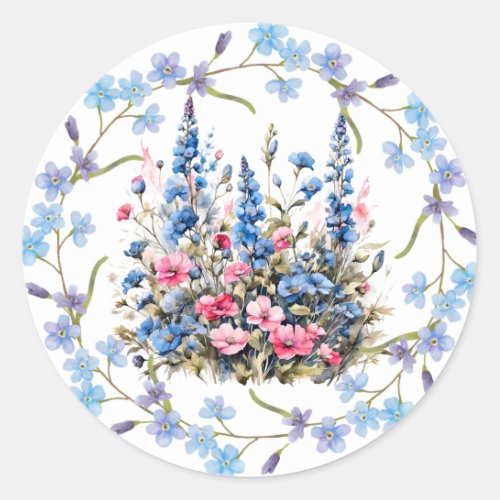 Beautiful Watercolor Bouquet Classic Round Sticker