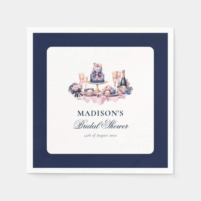 Beautiful watercolor Bridal Shower Personalized Napkins (Front)