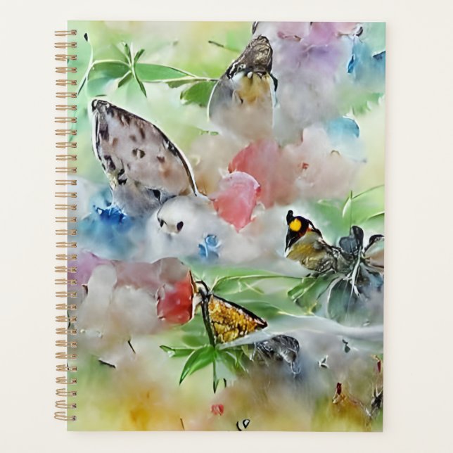 Beautiful Watercolor Butterflies AI Generated Art Planner (Front)