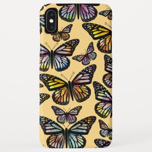 Beautiful Watercolor Butterflies Pattern Yellow iPhone XS Max Case