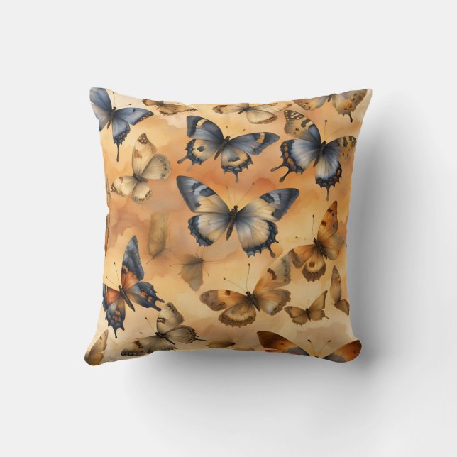 Beautiful Watercolor Butterflies  Throw Pillow (Back)