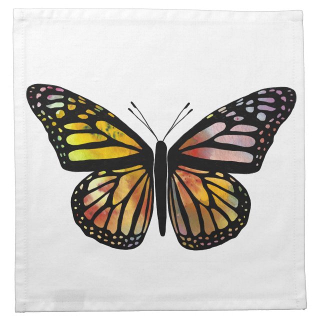 Beautiful Watercolor Butterflies White Cloth Napkin (Front)