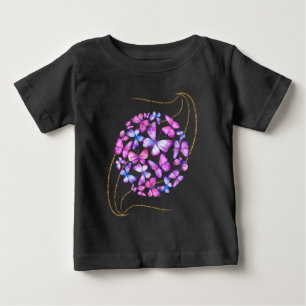 Beautiful Watercolor Butterflies with Gold Bling Baby T-Shirt