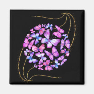 Beautiful Watercolor Butterflies with Gold Bling Magnet