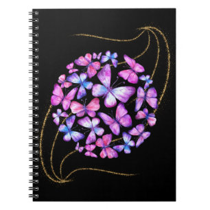 Beautiful Watercolor Butterflies with Gold Bling Notebook