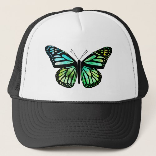 Beautiful Watercolor Butterfly Art Green Trucker Hat