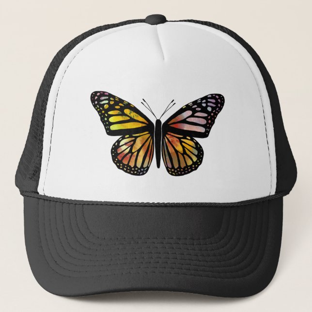 Beautiful Watercolor Butterfly Art Monarch Trucker Hat (Front)