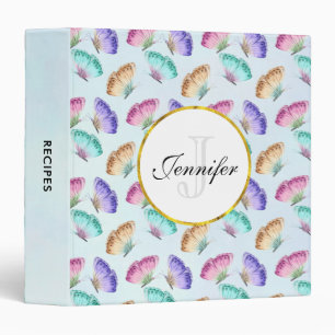Beautiful Watercolor Butterfly Pattern 3 Ring Binder