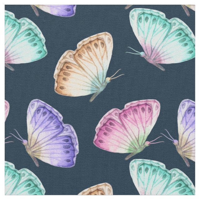 Beautiful Watercolor Butterfly Pattern Fabric (Close Up)