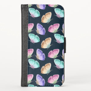 Beautiful Watercolor Butterfly Pattern iPhone X Wallet Case