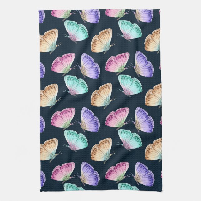 Beautiful Watercolor Butterfly Pattern Kitchen Towel (Vertical)