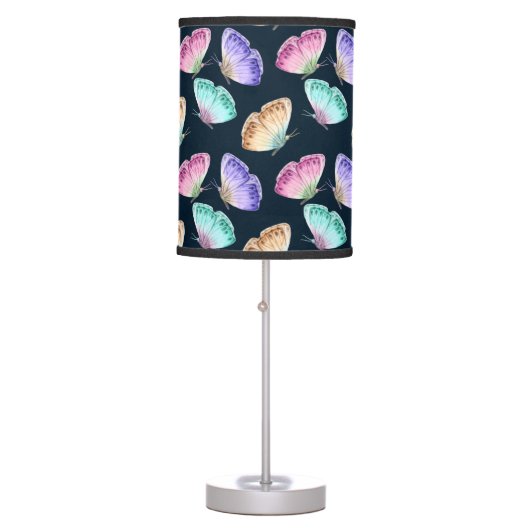 Beautiful Watercolor Butterfly Pattern Table Lamp (Front)