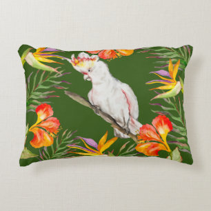 Beautiful watercolor cacatau parrot hand drawing Accent Pillow