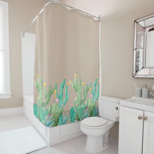 Beautiful Watercolor Cactus Southwest Desert Cacti Shower Curtain