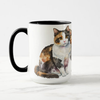 BEAUTIFUL WATERCOLOR CALICO CATS MUG