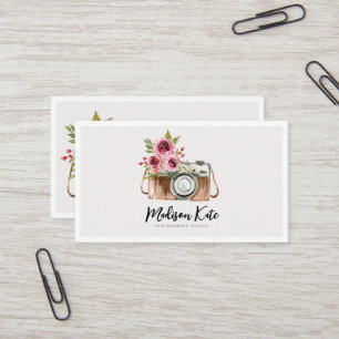 Beautiful Watercolor Camera Business Cards