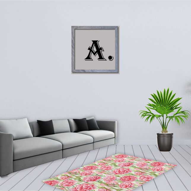 Beautiful Watercolor Carnation Pink Floral Pattern Rug (Creator Uploaded)