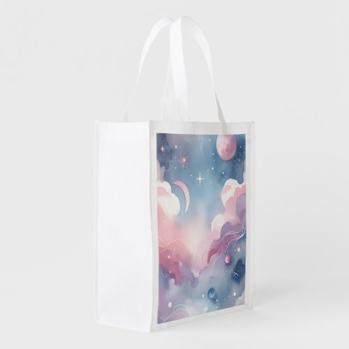 Beautiful Watercolor Celestial Reusable Bag
