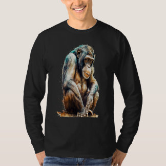 Beautiful Watercolor Chimpanzee Portrait T-Shirt
