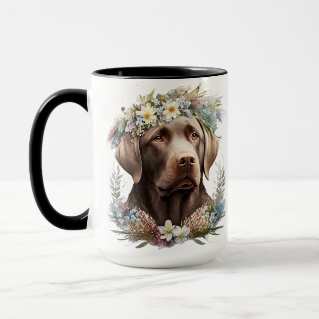 BEAUTIFUL WATERCOLOR CHOCOLATE LABRADOR RETRIEVER MUG (Left)