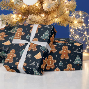 Beautiful Watercolor Christmas Gingerbread Wrapping Paper