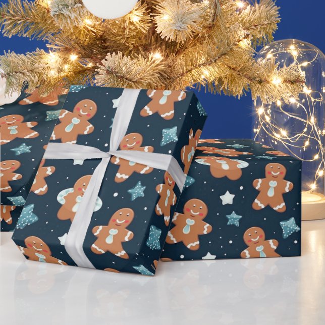 Beautiful Watercolor Christmas Gingerbread Wrapping Paper (Holidays)