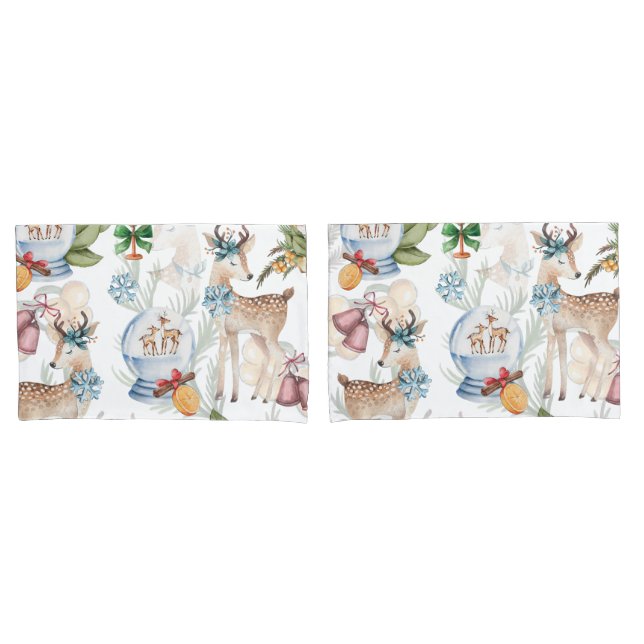Beautiful Watercolor Christmas Pillow Case (Front-Set)