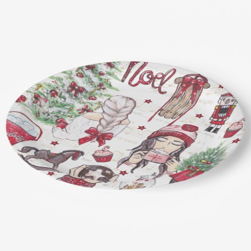 Beautiful Watercolor Christmas Red Paper Plates