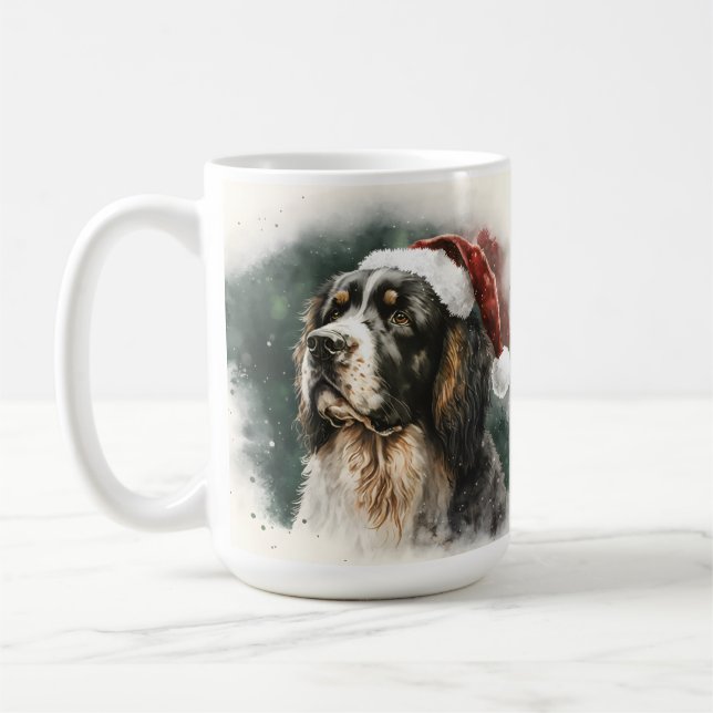 BEAUTIFUL WATERCOLOR CHRISTMAS SPANIEL DOG COFFEE MUG (Left)