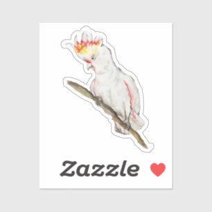 Beautiful watercolor cockatoo parrot hand drawing sticker
