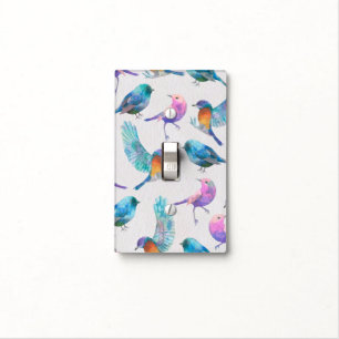 Beautiful Watercolor Colorful Birds Light Switch Cover