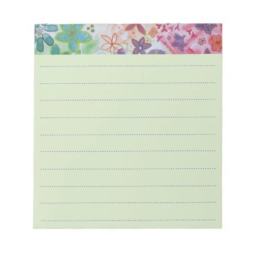 Beautiful Watercolor Colorful Flowers Lined Notepad
