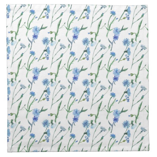 Beautiful watercolor cornflowers cloth napkin (Front)
