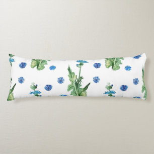 Beautiful watercolor cornflowers pattern body pillow