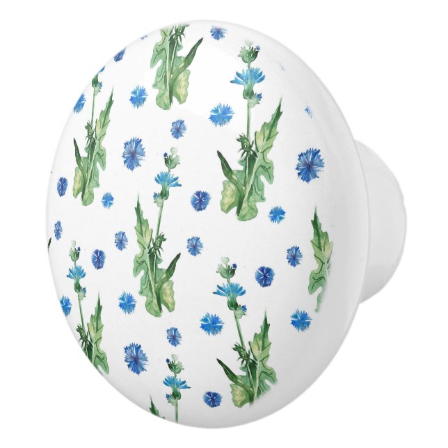 Beautiful watercolor cornflowers pattern ceramic knob